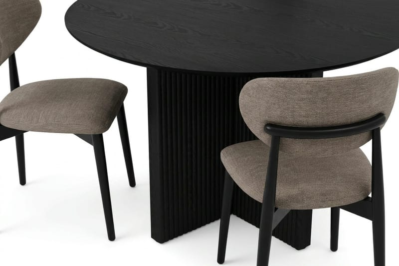 Edda Matgrupp runt 110 cm Svart med 4 Molly Matstolar - Svart - Möbler - Matplats - Matgrupp & matbord med stolar