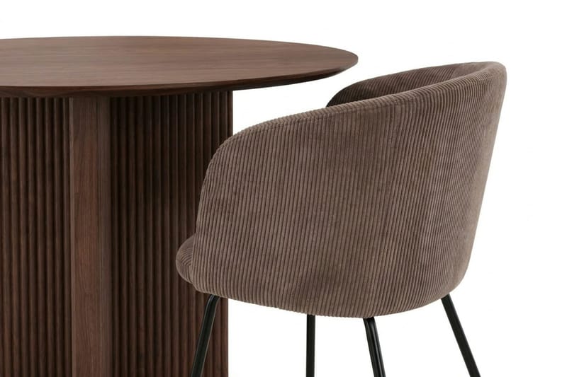 Edda Matgrupp runt 110 cm Valnöt med 4 Berit Matstolar - Valnöt - Möbler - Matplats - Matgrupp & matbord med stolar