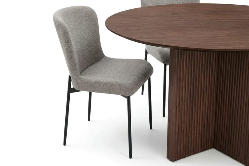 Edda Matgrupp runt 110 cm Valnöt med 4 Elsie Matstolar - Valnöt/Ljusgrå - Möbler - Matplats - Matgrupp & matbord med stolar