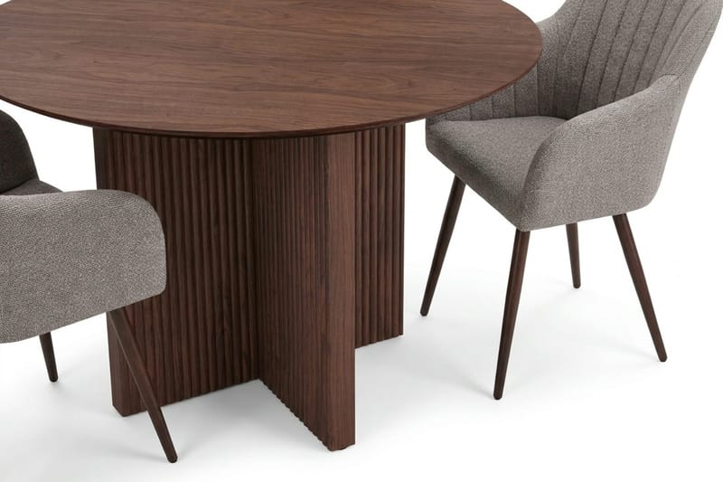 Edda Matgrupp runt 110 cm Valnöt med 4 Filippa Matstolar - Valnöt - Möbler - Matplats - Matgrupp & matbord med stolar