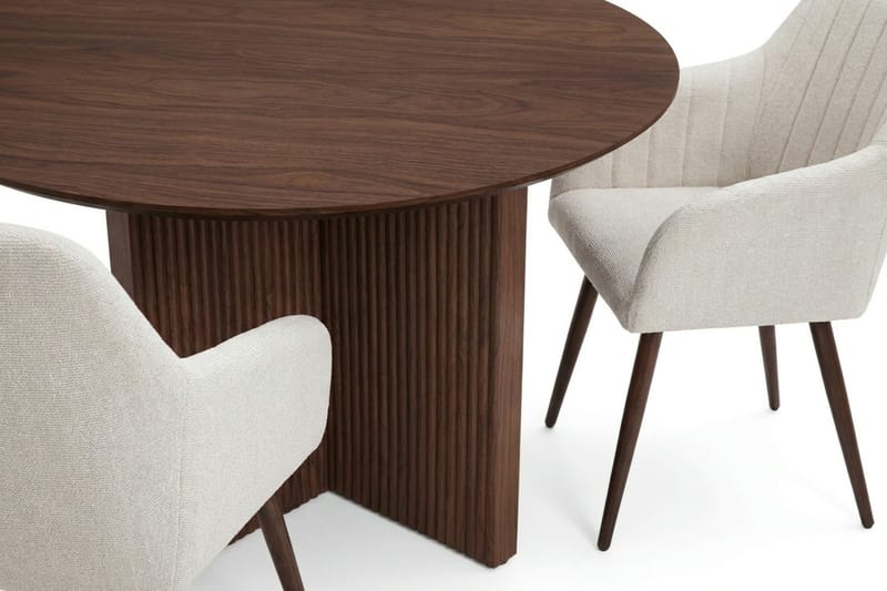 Edda Matgrupp runt 110 cm Valnöt med 4 Filippa Matstolar - Valnöt - Möbler - Matplats - Matgrupp & matbord med stolar