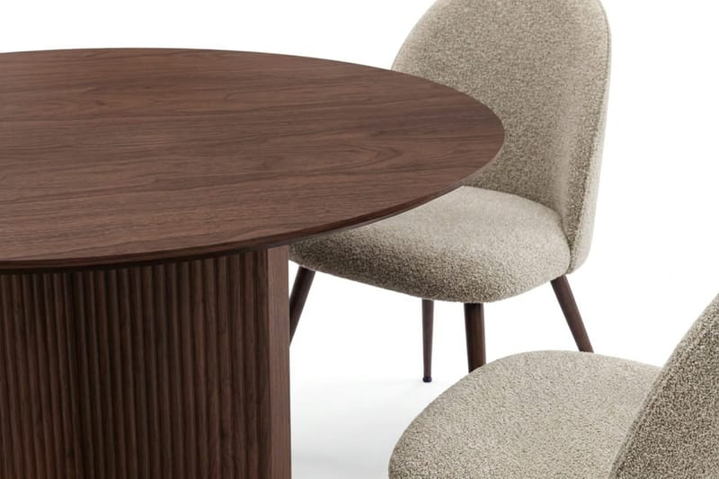 Edda Matgrupp runt 110 cm Valnöt med 4 Torsby Matstolar - Valnöt - Möbler - Matplats - Matgrupp & matbord med stolar