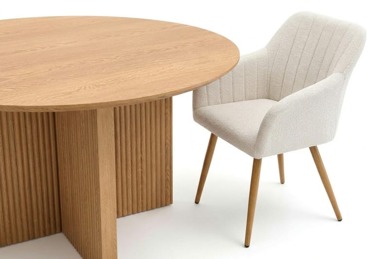 Edda Matgrupp runt 130 cm Ek med 6 Filippa Matstolar - Ek - Möbler - Matplats - Matgrupp & matbord med stolar
