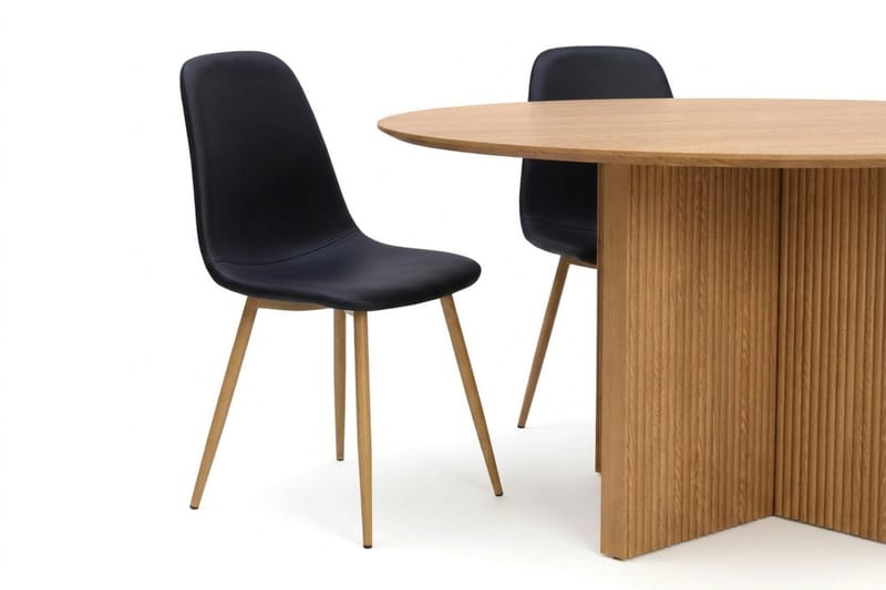 Edda Matgrupp runt 130 cm Ek med 6 Nibe Matstolar - Ek - Möbler - Matplats - Matgrupp & matbord med stolar