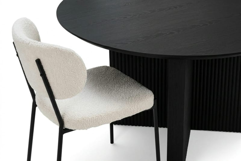 Edda Matgrupp runt 130 cm Svart med 6 Gemmiano Matstolar - Svart - Möbler - Matplats - Matgrupp & matbord med stolar