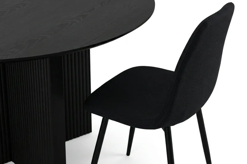 Edda Matgrupp runt 130 cm Svart med 6 Nibe Matstolar - Svart - Möbler - Matplats - Matgrupp & matbord med stolar