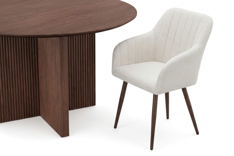 Edda Matgrupp runt 130 cm Valnöt med 6 Filippa Matstolar - Valnöt - Möbler - Matplats - Matgrupp & matbord med stolar