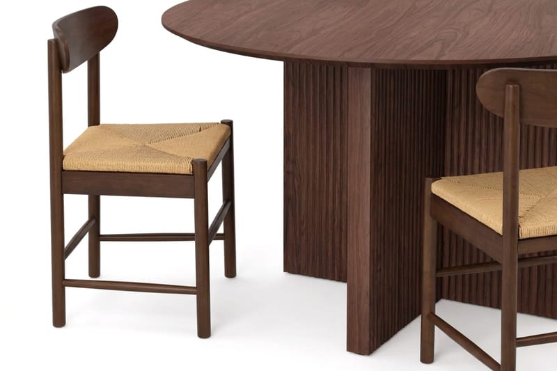 Edda Matgrupp runt 130 cm Valnöt med 6 Malte Matstolar - Möbler - Matplats - Matgrupp & matbord med stolar