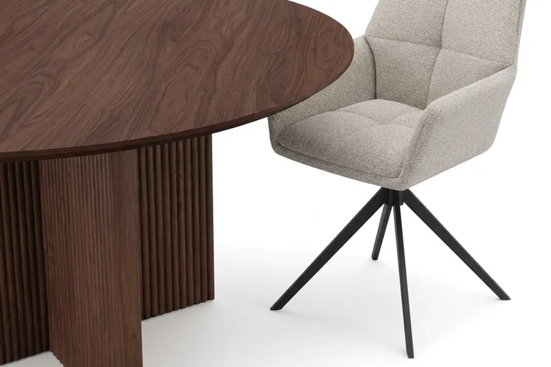 Edda Matgrupp runt 130 cm Valnöt med 6 Torsby Matstolar - Valnöt - Möbler - Matplats - Matgrupp & matbord med stolar