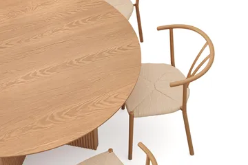 Edda Matgrupp runt 150 cm Ek med 6 Elysia Matstolar - Ek - Möbler - Matplats - Matgrupp & matbord med stolar