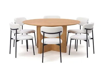 Edda Matgrupp runt 150 cm Ek med 6 Lucy Matstolar - Ek - Möbler - Matplats - Matgrupp & matbord med stolar