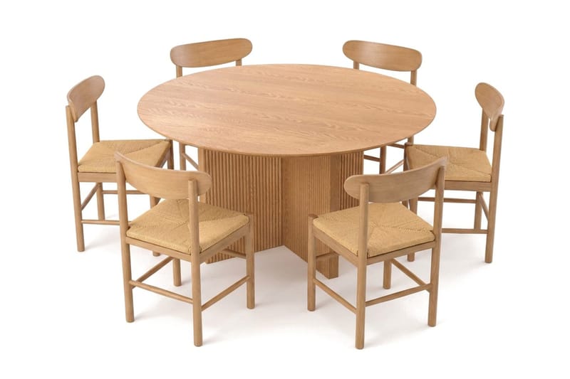 Edda Matgrupp runt 150 cm Ek med 6 Malte Matstolar - Möbler - Matplats - Matgrupp & matbord med stolar