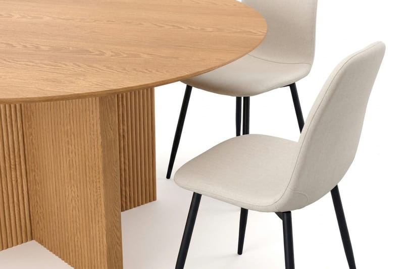 Edda Matgrupp runt 150 cm Ek med 6 Nibe Matstolar - Ek - Möbler - Matplats - Matgrupp & matbord med stolar