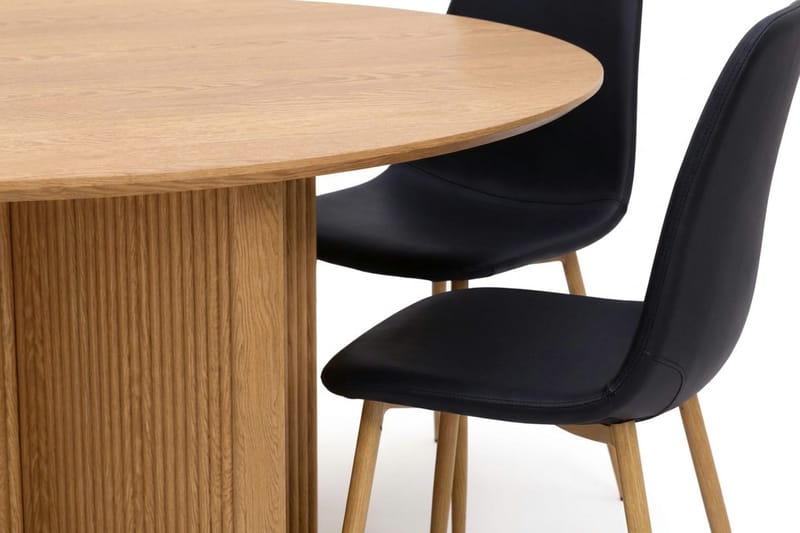 Edda Matgrupp runt 150 cm Ek med 6 Nibe Matstolar - Ek - Möbler - Matplats - Matgrupp & matbord med stolar