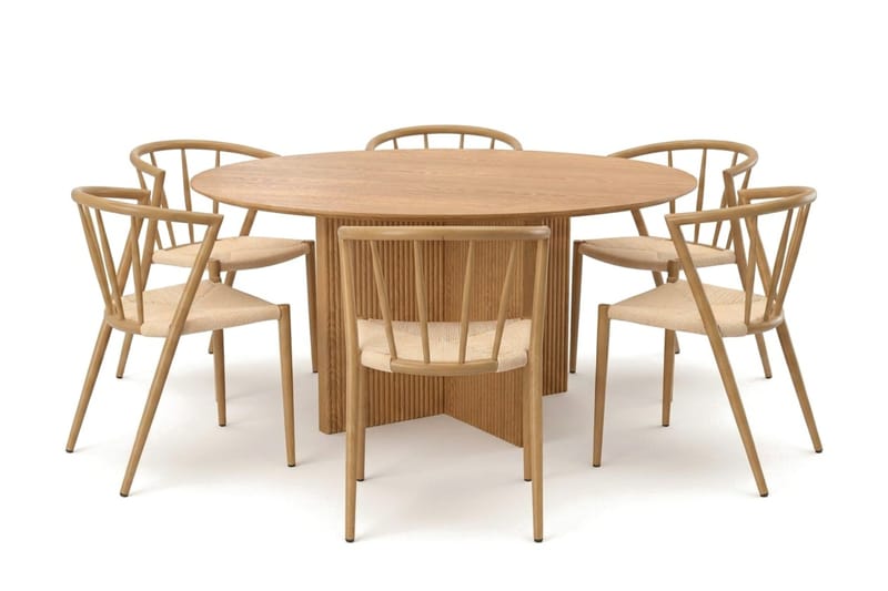 Edda Matgrupp runt 150 cm Ek med 6 Winston Matstolar - Ek - Möbler - Matplats - Matgrupp & matbord med stolar