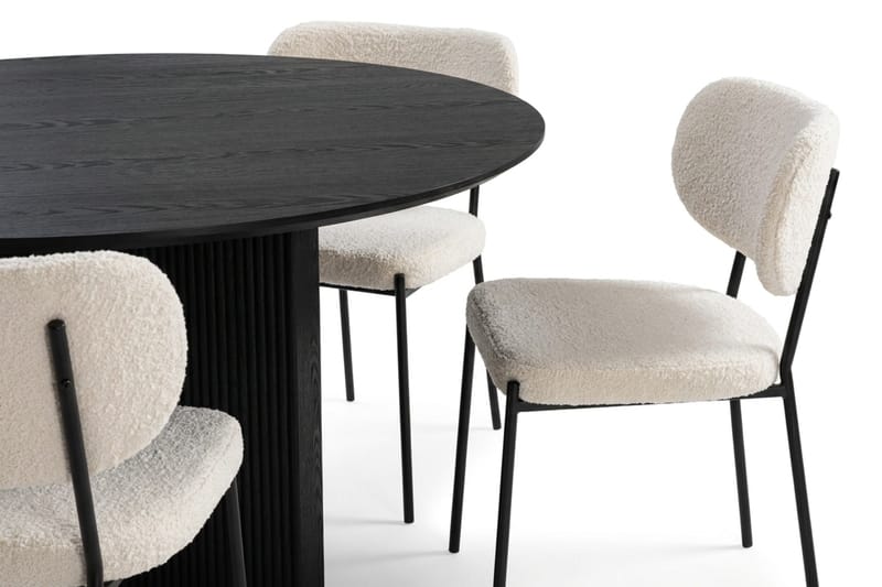 Edda Matgrupp runt 150 cm Svart med 6 Gemmiano Matstolar - Svart - Möbler - Matplats - Matgrupp & matbord med stolar