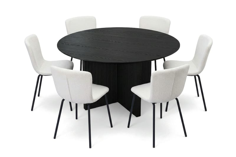 Edda Matgrupp runt 150 cm Svart med 6 Katy Matstolar - Svart - Möbler - Matplats - Matgrupp & matbord med stolar