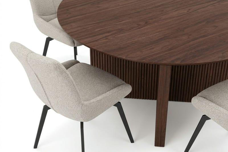 Edda Matgrupp runt 150 cm Valnöt med 6 Mora Matstolar - Möbler - Matplats - Matgrupp & matbord med stolar