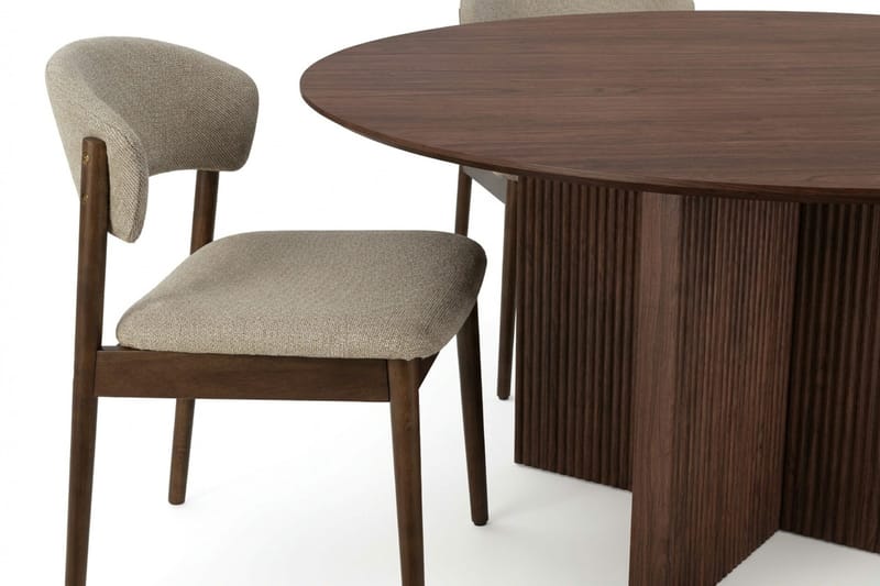 Edda Matgrupp runt 150 cm Valnöt med 6 Nala Matstolar - Möbler - Matplats - Matgrupp & matbord med stolar