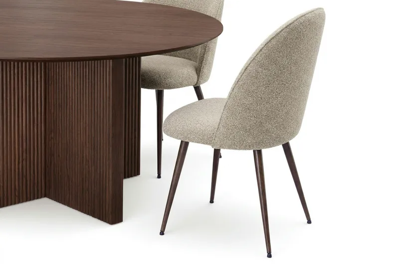 Edda Matgrupp runt 150 cm Valnöt med 6 Nibe Plus Matstolar - Möbler - Matplats - Matgrupp & matbord med stolar
