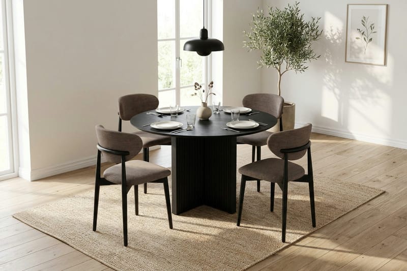Edda Runt Matbord 110cm Fanér - Svart - Möbler - Matplats - Matbord & köksbord
