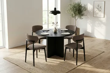 Edda Runt Matbord 110cm Fanér - Svartlaserad ek - Möbler - Matplats - Matbord & köksbord