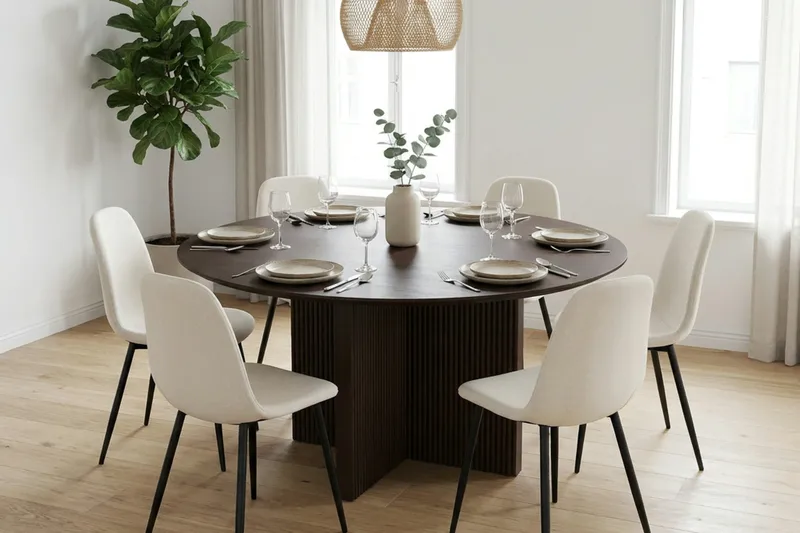 Edda Runt Matbord 150cm Fanér - Rökt ek - Möbler - Matplats - Matbord & köksbord