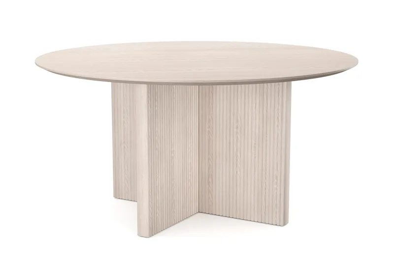 Edda Runt Matbord 150cm Fanér, Vitlaserad ek