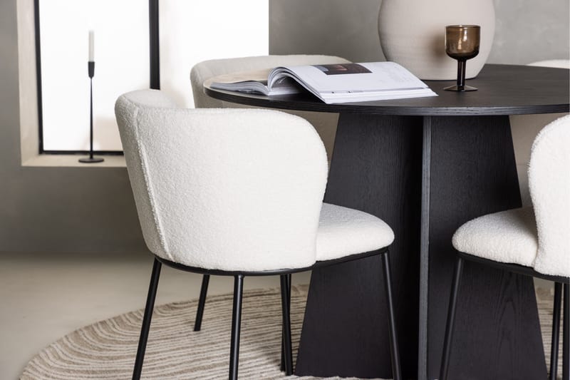 Edina Matgrupp 110 cm Rund med 4 Edina Stolar - Svart - Möbler - Matplats - Matgrupp & matbord med stolar