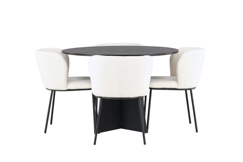 Edina Matgrupp 110 cm Rund med 4 Edina Stolar, Svart
