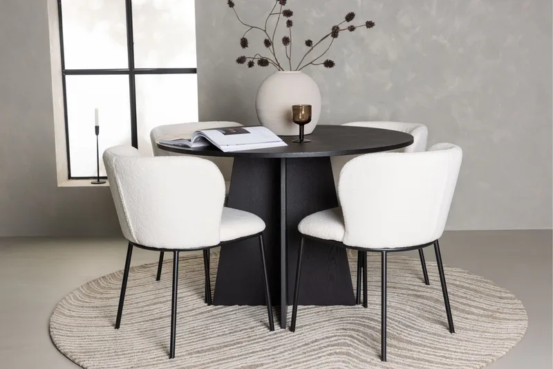 Edina Matgrupp 110 cm Rund med 4 Edina Stolar - Svart - Möbler - Matplats - Matgrupp & matbord med stolar