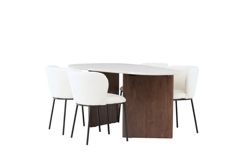 Edina Matgrupp 180 cm Oval med 4 Edina Stolar - Mocca - Möbler - Matplats - Matgrupp & matbord med stolar