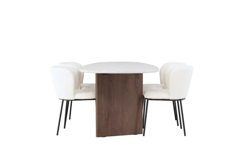Edina Matgrupp 180 cm Oval med 4 Edina Stolar - Mocca - Möbler - Matplats - Matgrupp & matbord med stolar