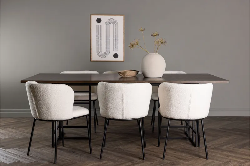 Edina Matgrupp 220 cm Rektangulär med 6 Edina Stolar - Svart - Möbler - Matplats - Matgrupp & matbord med stolar