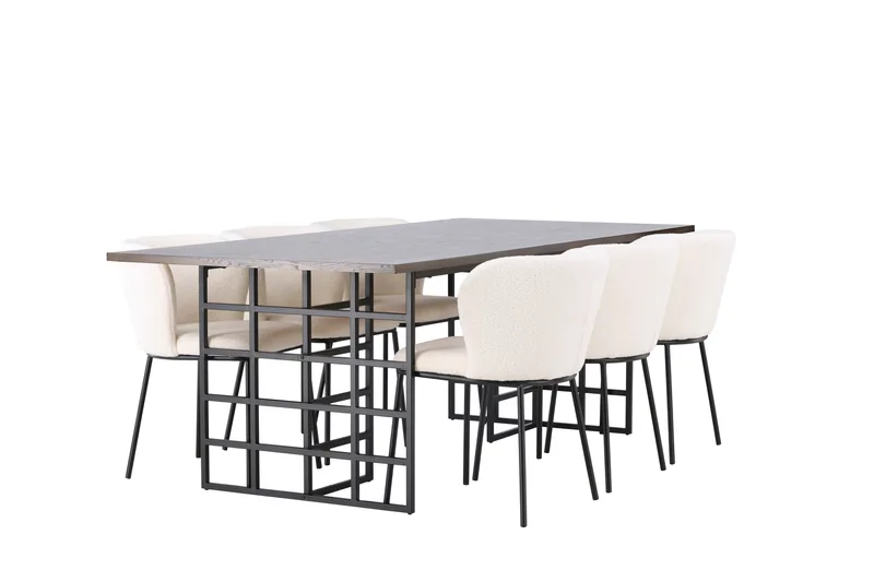 Edina Matgrupp 220 cm Rektangulär med 6 Edina Stolar - Svart - Möbler - Matplats - Matgrupp & matbord med stolar