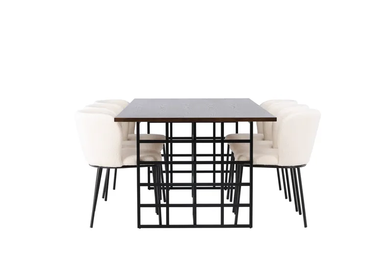 Edina Matgrupp 220 cm Rektangulär med 6 Edina Stolar - Svart - Möbler - Matplats - Matgrupp & matbord med stolar