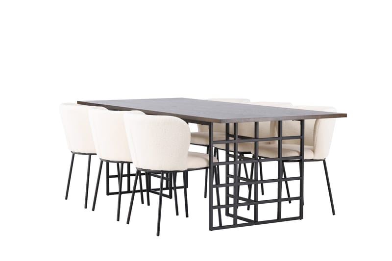 Edina Matgrupp 220 cm Rektangulär med 6 Edina Stolar - Svart - Möbler - Matplats - Matgrupp & matbord med stolar
