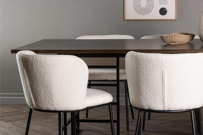 Edina Matgrupp 220 cm Rektangulär med 6 Edina Stolar - Svart - Möbler - Matplats - Matgrupp & matbord med stolar