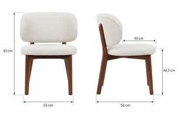 Eira Matstol & Köksstol i Trä med Valnötsutseende med rundad rygg och tygsits - Offwhite - Möbler - Matplats - Matstol & köksstol