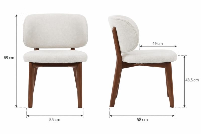 Eira Matstol & Köksstol i Trä med Valnötsutseende med rundad rygg och tygsits - Offwhite - Möbler - Matplats - Matstol & köksstol