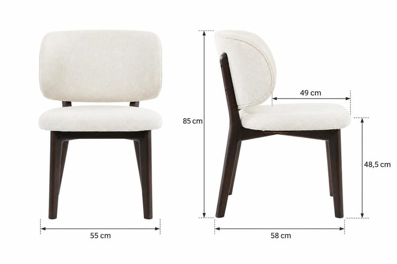 Eira Matstol och Köksstol i Trä med Rökt Ekutseende med Rundad Rygg och Tygsits - Beige - Möbler - Matplats - Matstol & köksstol
