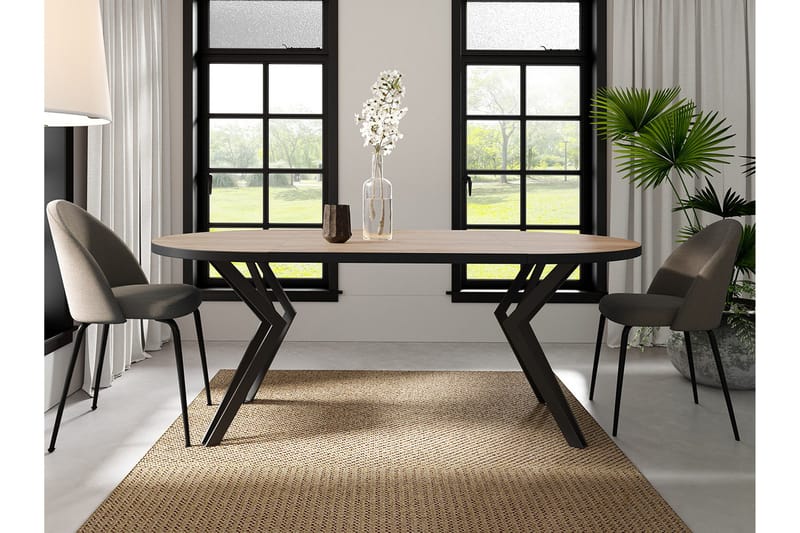 Elan Utdragbart Runt Matbord 100 cm med Metallutseende - Svart|Vit - Möbler - Matplats - Matbord & köksbord