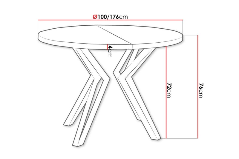 Elan Utdragbart Runt Matbord 100 cm med Metallutseende - Svart|Vit - Möbler - Matplats - Matbord & köksbord