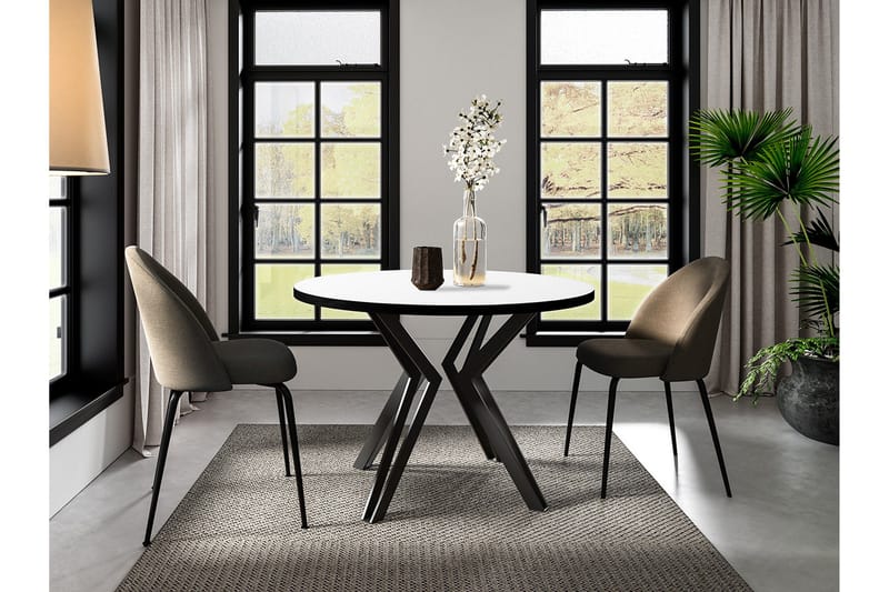 Elan Utdragbart Runt Matbord 100 cm med Metallutseende - Svart|Vit - Möbler - Matplats - Matbord & köksbord