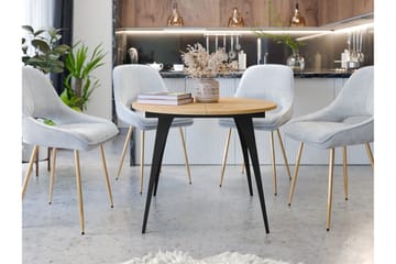 Eldo Utdragbart Runt Matbord 100 cm med Ek- och Metallutseende - Svart|Beige - Möbler - Matplats - Matbord & köksbord
