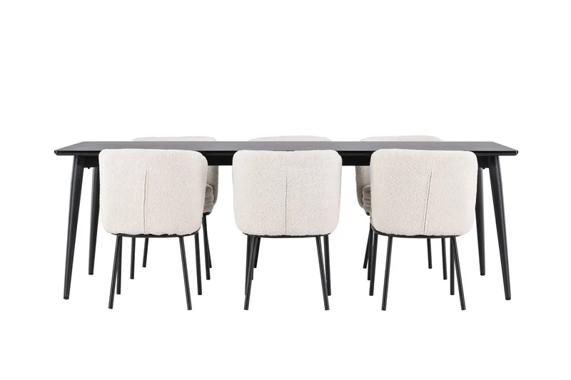 Ellis Matgrupp 230 cm Rektangulär med 6 Agnes stolar - Svart/Vit - Möbler - Matplats - Matgrupp & matbord med stolar