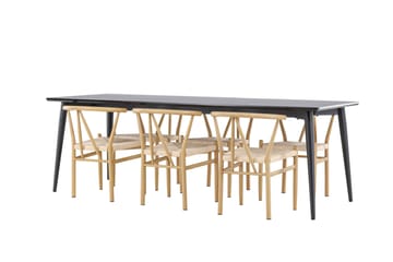 Ellis Matgrupp 230 cm Rektangulär med 6 Alfons stolar - Svart/Beige - Möbler - Matplats - Matgrupp & matbord med stolar