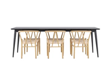 Ellis Matgrupp 230 cm Rektangulär med 6 Alfons stolar - Svart/Beige - Möbler - Matplats - Matgrupp & matbord med stolar