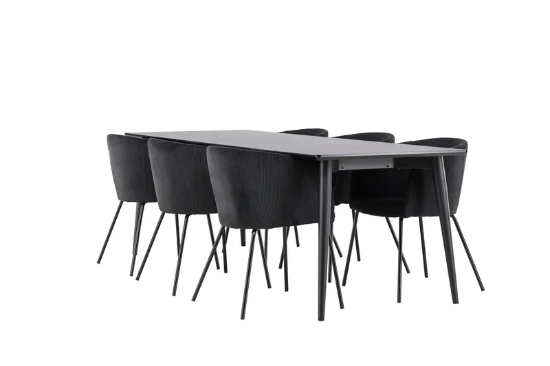Ellis Matgrupp 230 cm Rektangulär med 6 Berit stolar, Svart/Svart