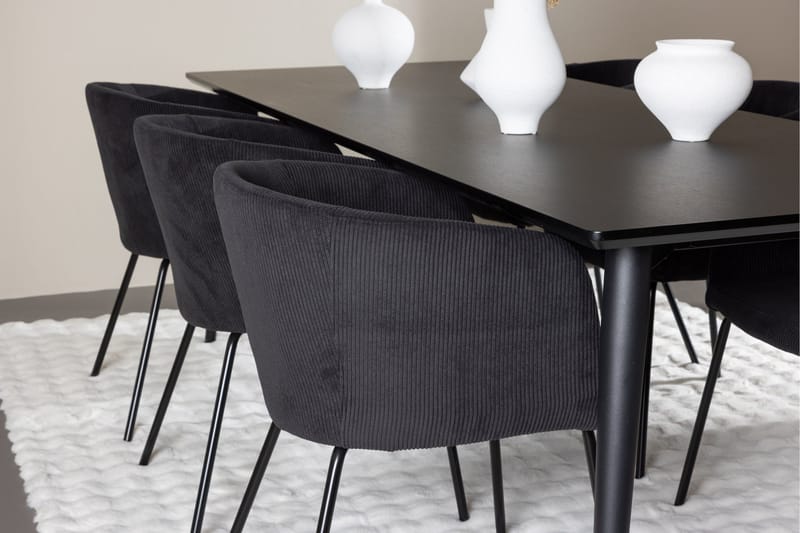 Ellis Matgrupp 230 cm Rektangulär med 6 Berit stolar - Svart/Svart - Möbler - Matplats - Matgrupp & matbord med stolar
